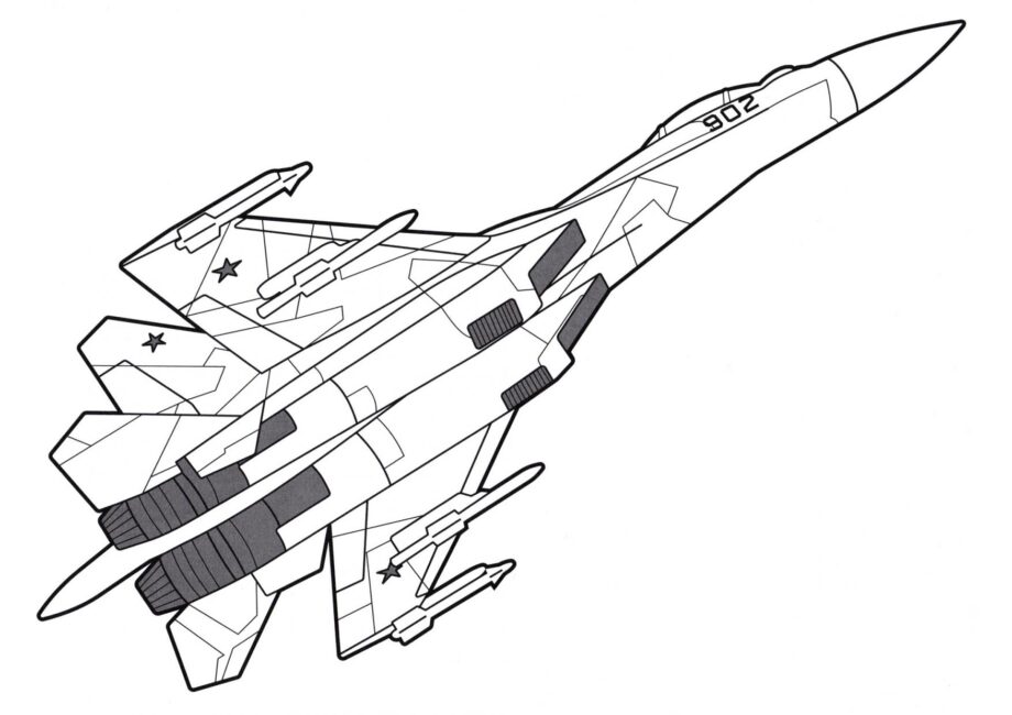 Su-35 Colouring Page