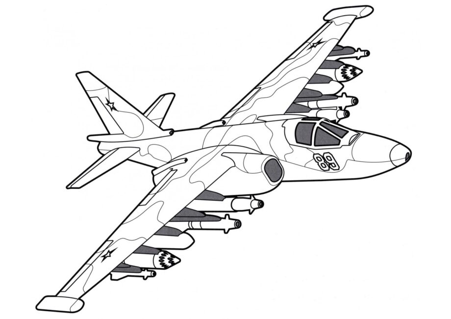 Su-25 Frogfoot Colouring Page