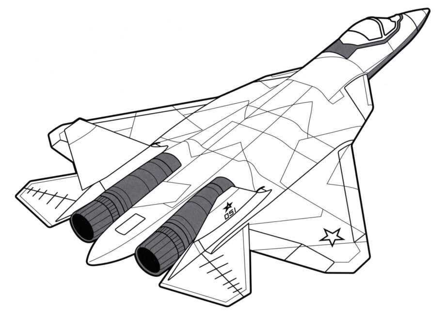 Su-57 Colouring Page