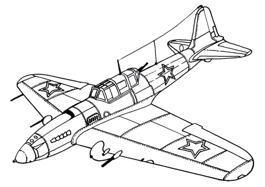 Attack Aircraft Il-2 Colouring Page