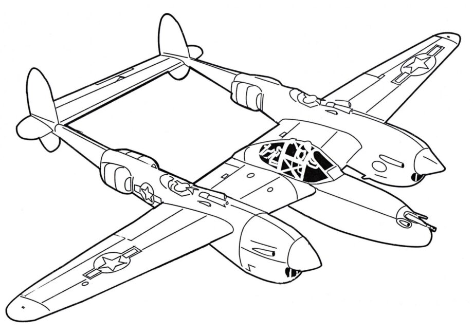 Lockheed P-38 Lightning Colouring Page