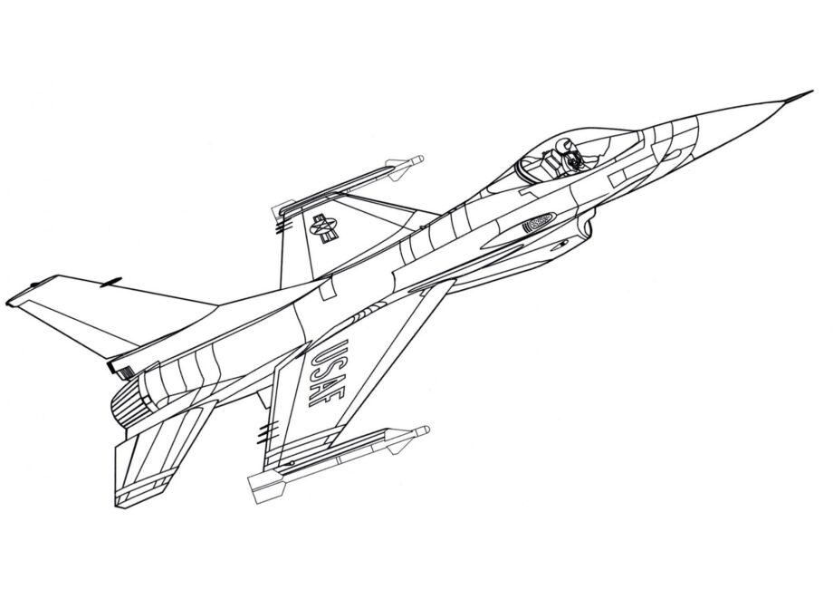 Bomber F-16C Colouring Page