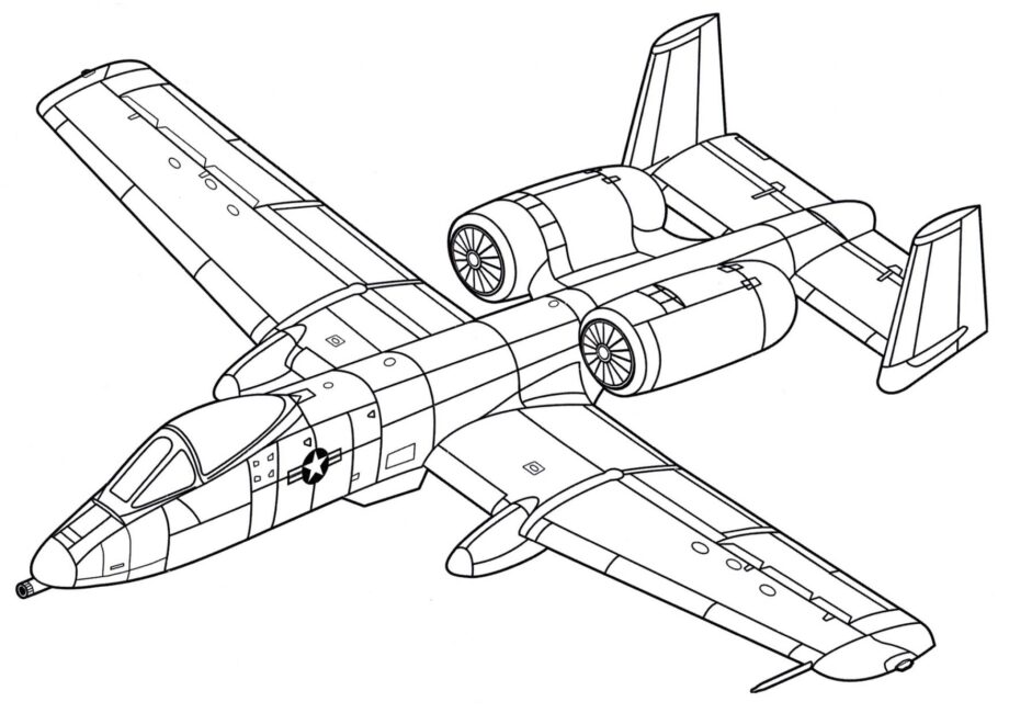 Attack Aircraft A-10A Colouring Page