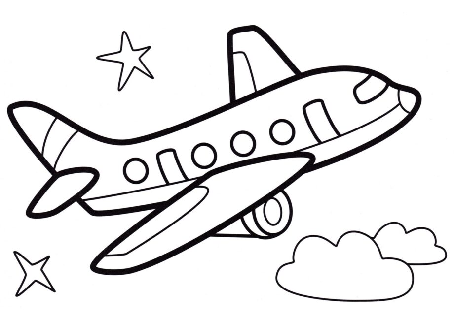 Aeroplane in Flight Colouring Page