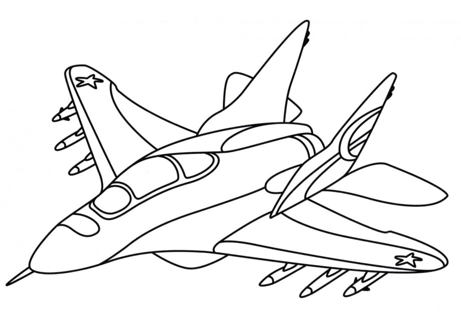 Small Fighter Jet Colouring Page