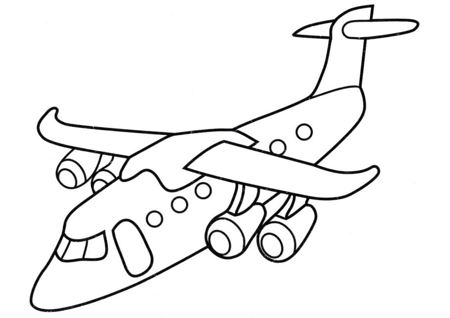 Aeroplane in the Sky Colouring Page