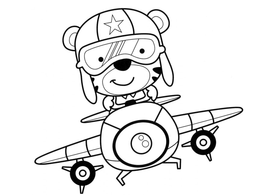 Little Tiger Pilot Colouring Page