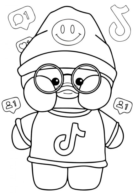 Lalafanfan Duck TikToker Colouring Page