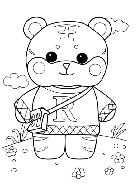 Lalafanfan Tiger Cub Colouring Page