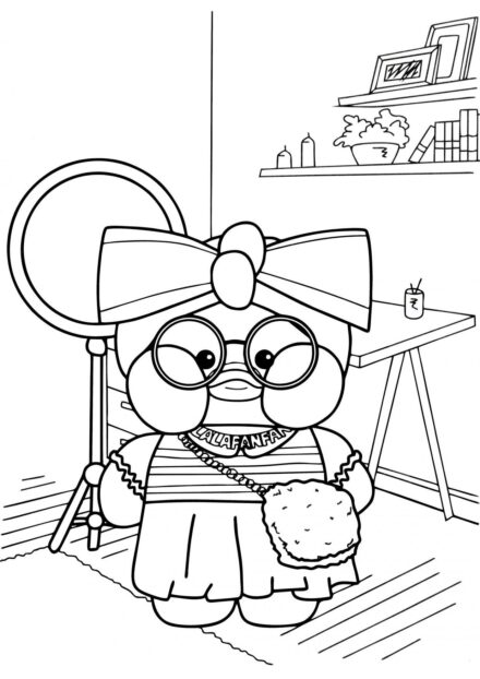 Lalafanfan Duck Fashionista Colouring Page