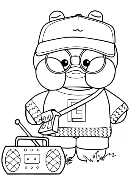 Lalafanfan with a Boombox Colouring Page