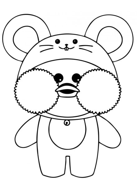 Duck in a Mouse Onesie Colouring Page