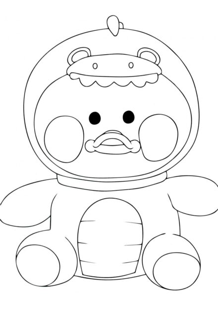 Lalafanfan Duck Astronaut Colouring Page