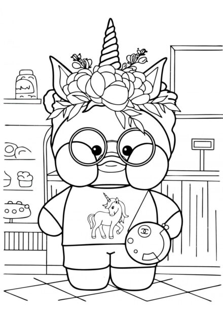 Lalafanfan Unicorn Colouring Page