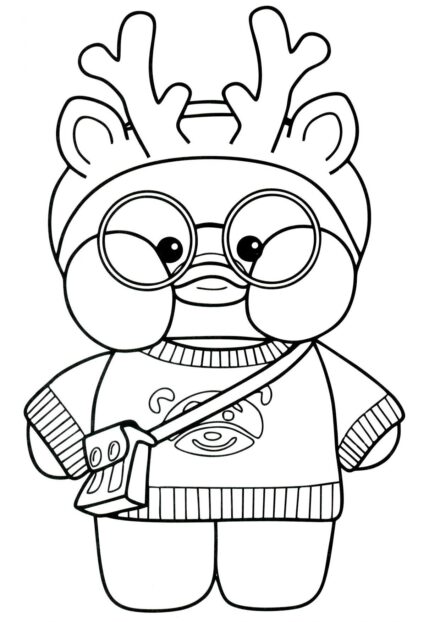 Lalafanfan with Reindeer Antlers Colouring Page