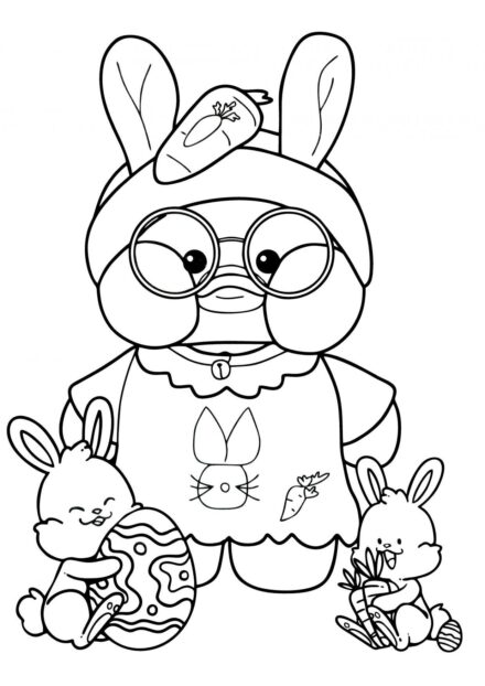 Easter Lalafanfan Duck Colouring Page