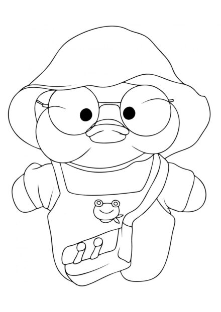 Duck in a Sun Hat Colouring Page