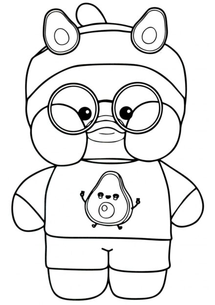 Lalafanfan Duck in an Avocado Costume Colouring Page