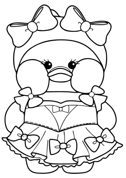 Baby Lalafanfan Duck Colouring Page