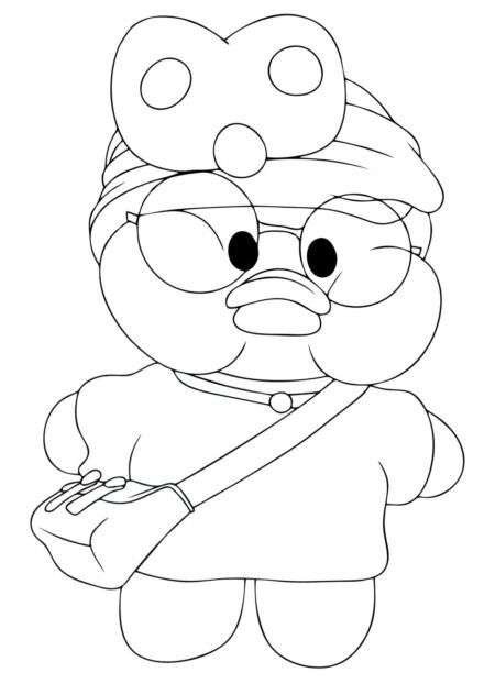 Lalafanfan Duckling with a Bag Colouring Page