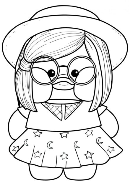 Duck in a Hat Colouring Page