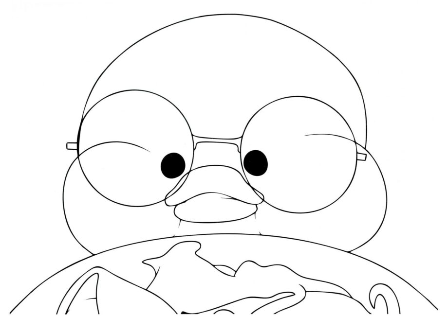 Lalafanfan Duck and Globe Colouring Page