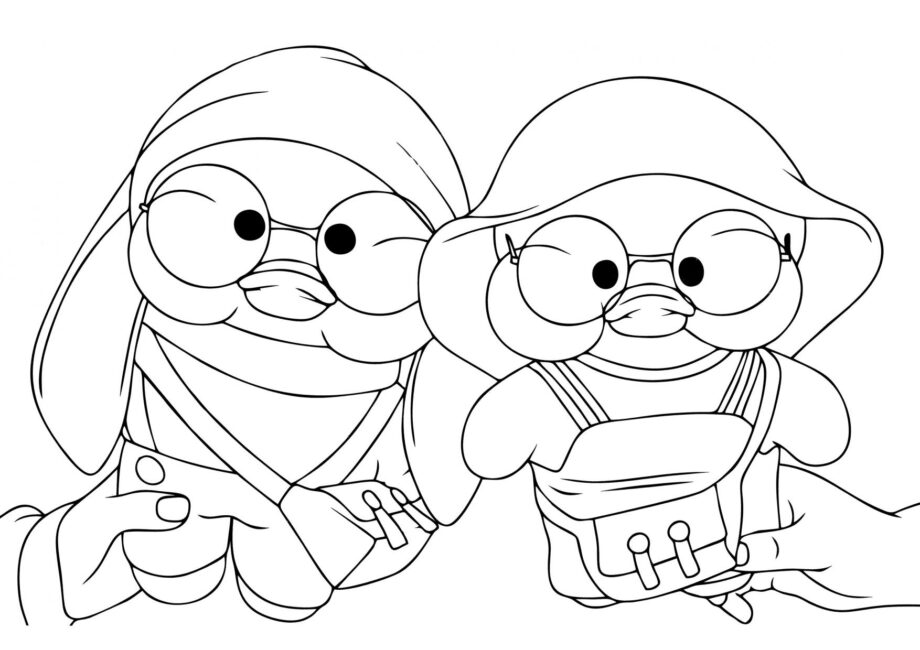 Lalafanfan Ducks Playing Colouring Page