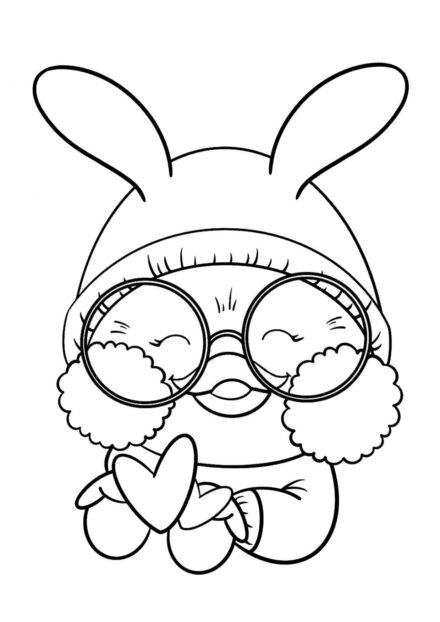 Lalafanfan in a Hat with Ears Colouring Page