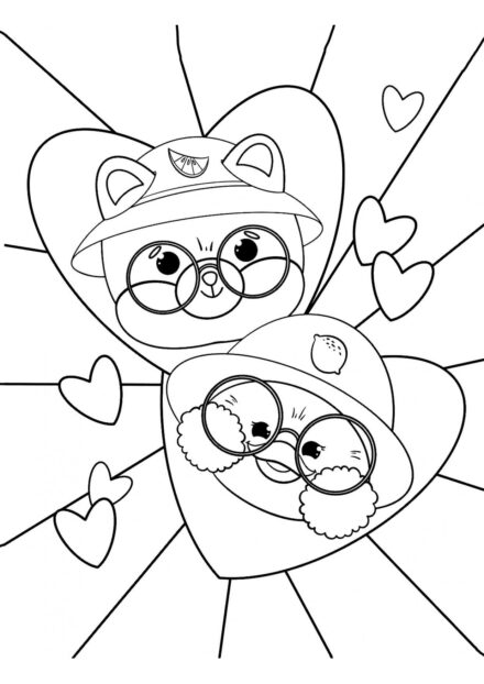 Lalafanfan and Shiba in Hats Colouring Page