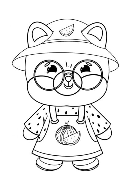 Shiba in a Watermelon Costume Colouring Page