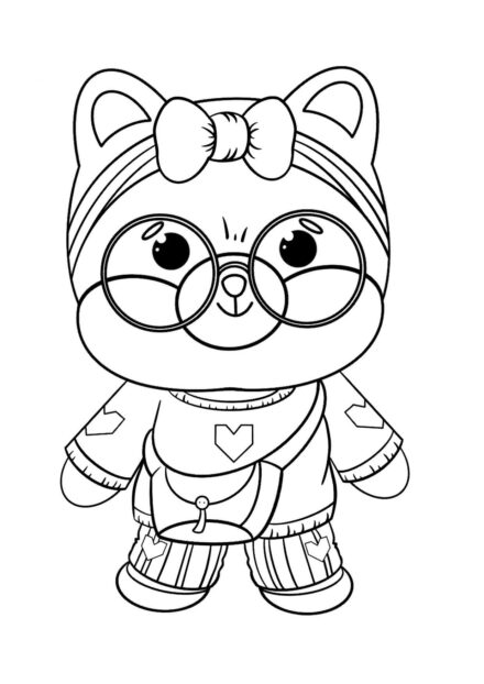 Shiba in Round Glasses Colouring Page