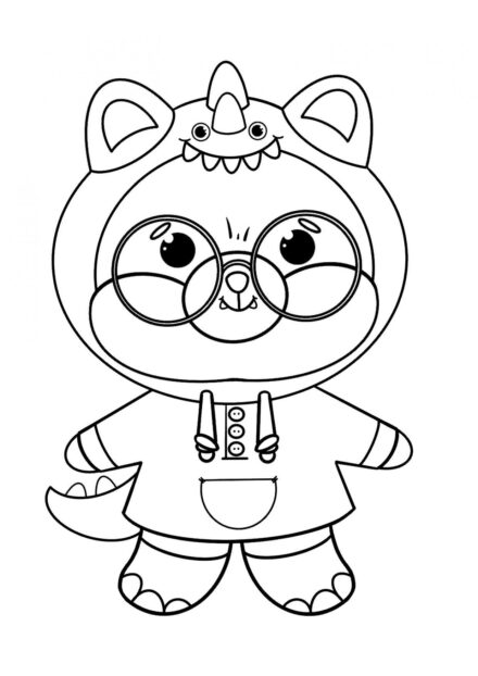 Shiba in a Crocodile Costume Colouring Page