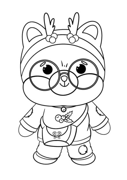 Shiba with Horns on a Bandana Colouring Page