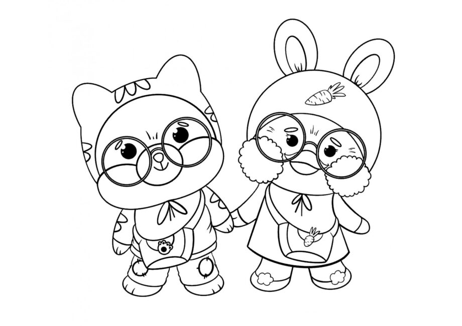 Best Friends Lalafanfan and Shiba Colouring Page