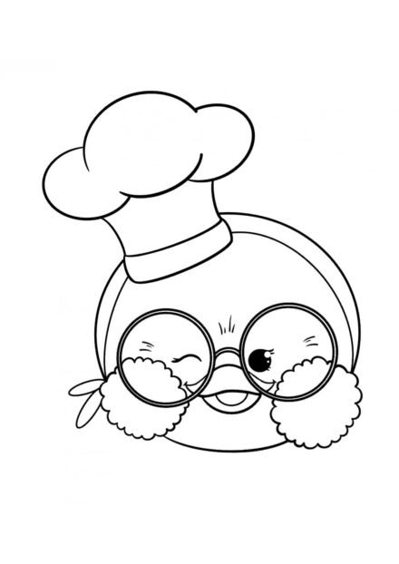 Lalafanfan in a Chef's Hat Colouring Page