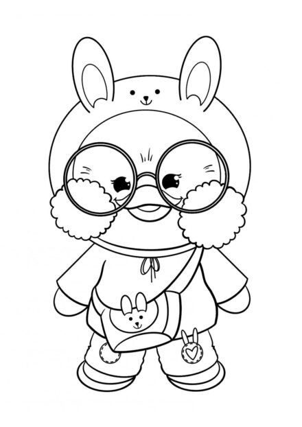 Lalafanfan in a Bunny Costume Colouring Page