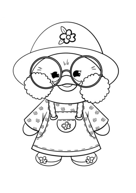 Lalafanfan in a Summer Outfit Colouring Page