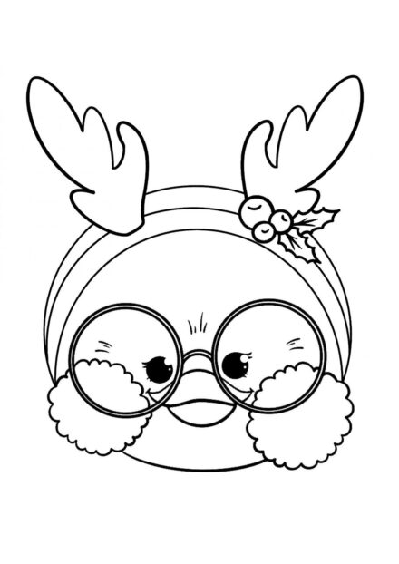 Lalafanfan with Horns on a Bandana Colouring Page