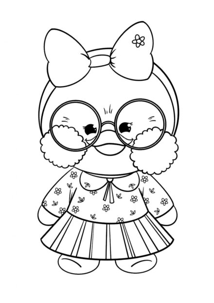 Lalafanfan with a Bow on a Bandana Colouring Page