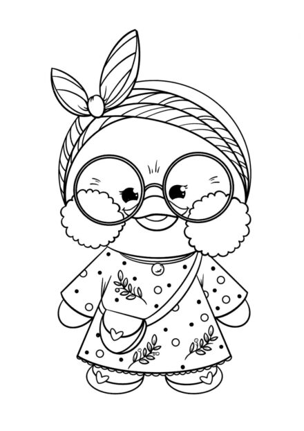 Lalafanfan in a Headscarf Colouring Page