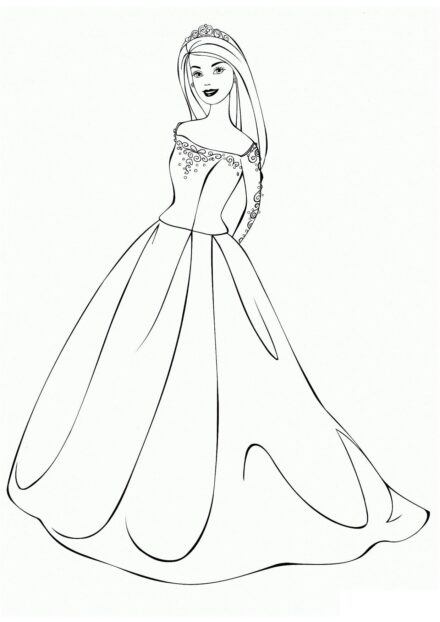 Barbie in an Evening Gown Colouring Page