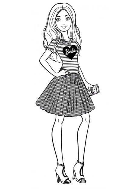 Barbie in a Skirt Colouring Page