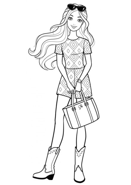 Barbie in a New Outfit Colouring Page