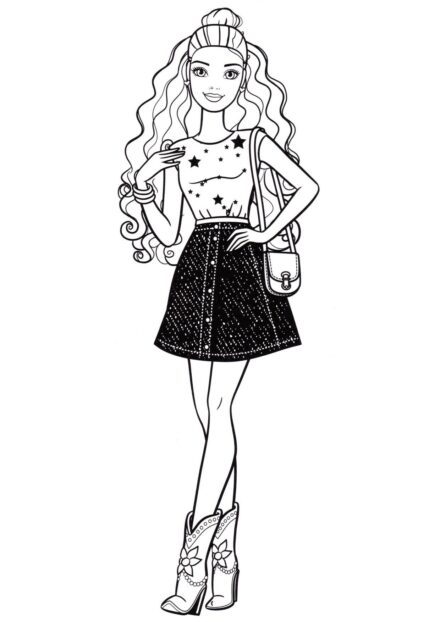 Barbie in a Beautiful Skirt Colouring Page