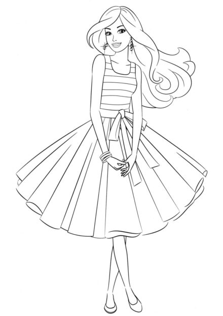 Barbie in a Romantic Outfit Colouring Page