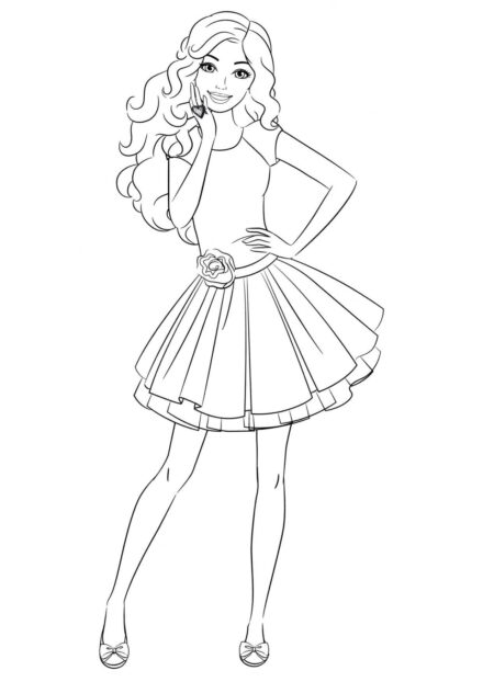 Barbie in a New Skirt Colouring Page