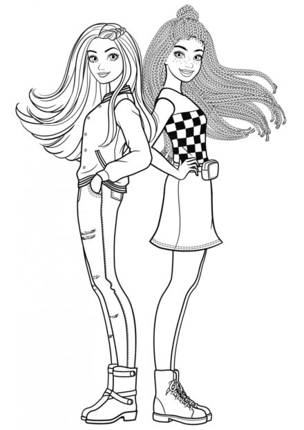 Two Gorgeous Barbies Colouring Page