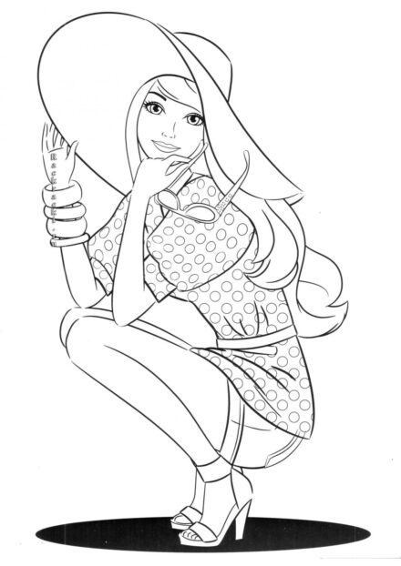 Barbie in a Hat Colouring Page