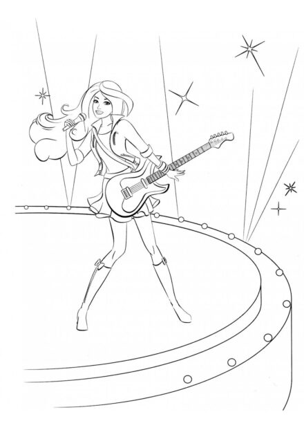 Barbie Singing on Stage Colouring Page