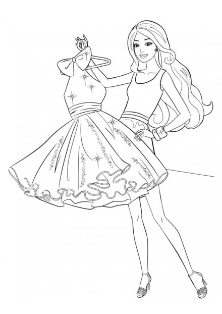 Barbie in an Evening Dress Colouring Page